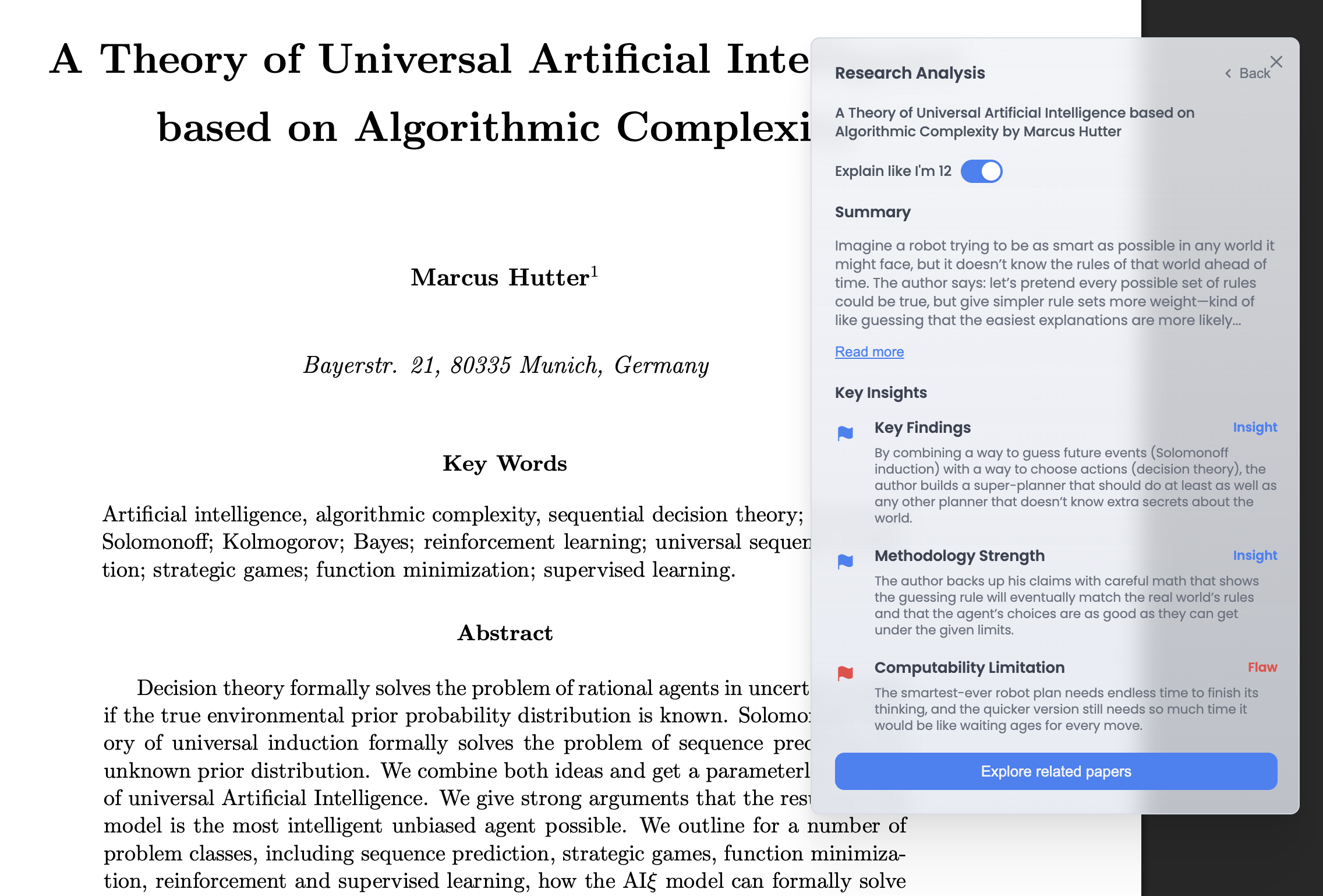 ELI12 mode with simplified explanations