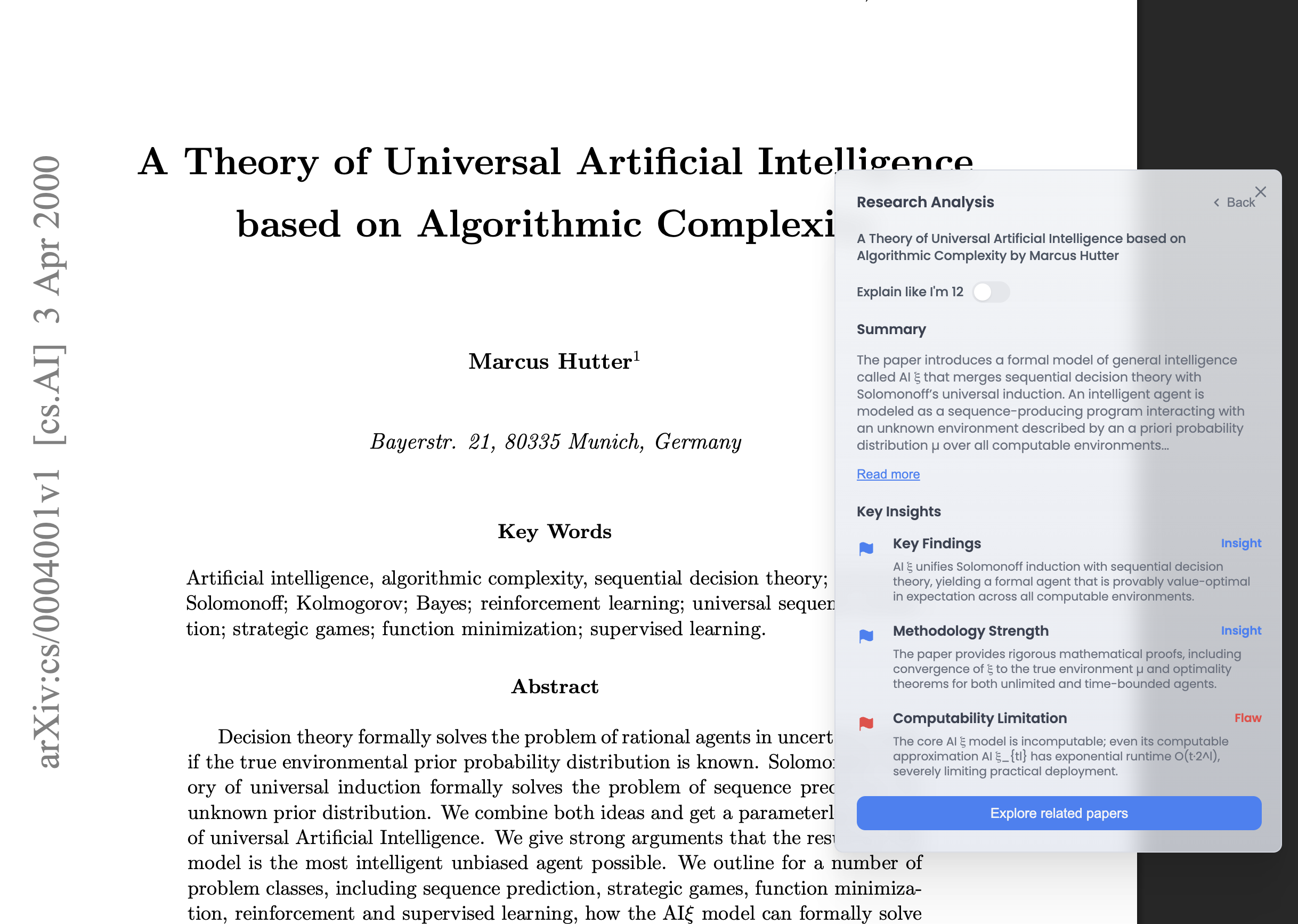 Detailed research insights panel
